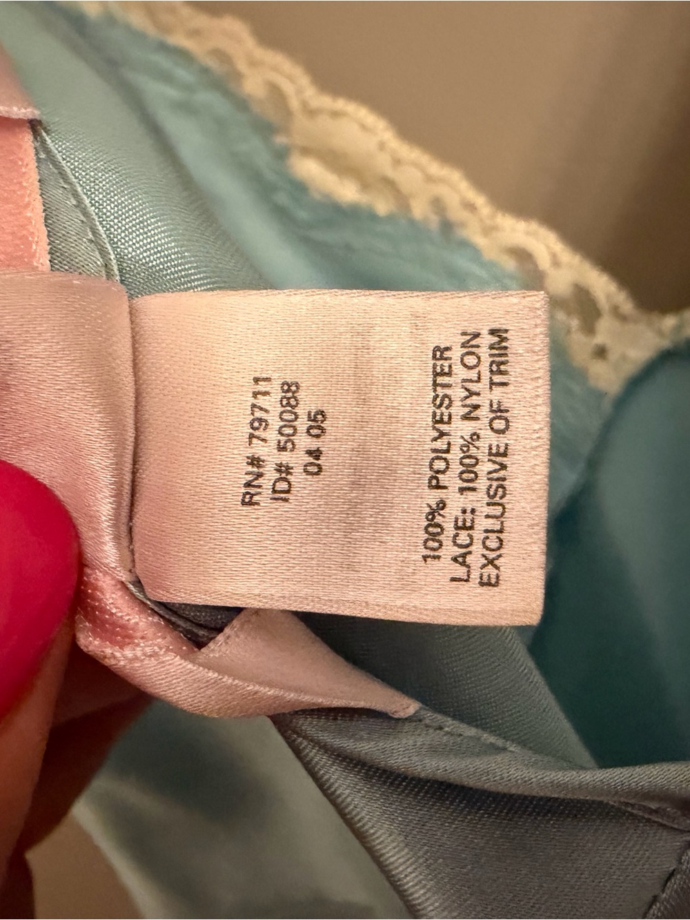 VTG Victoria's Secret Y2K Icy Blue Satin Lace Slip Dress Nightgown M Pristine - Picture 7 of 7